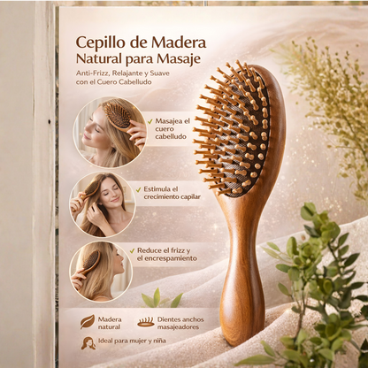 Peine de aire de sándalo de lujo: cepillo de dientes finos que masajea el cuero cabelludo para todo tipo de cabello.